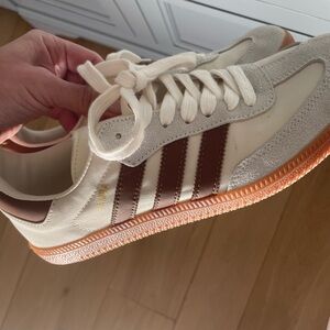 Adidas Sambas Cream and Brown Sneakers